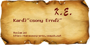Karácsony Ernő névjegykártya